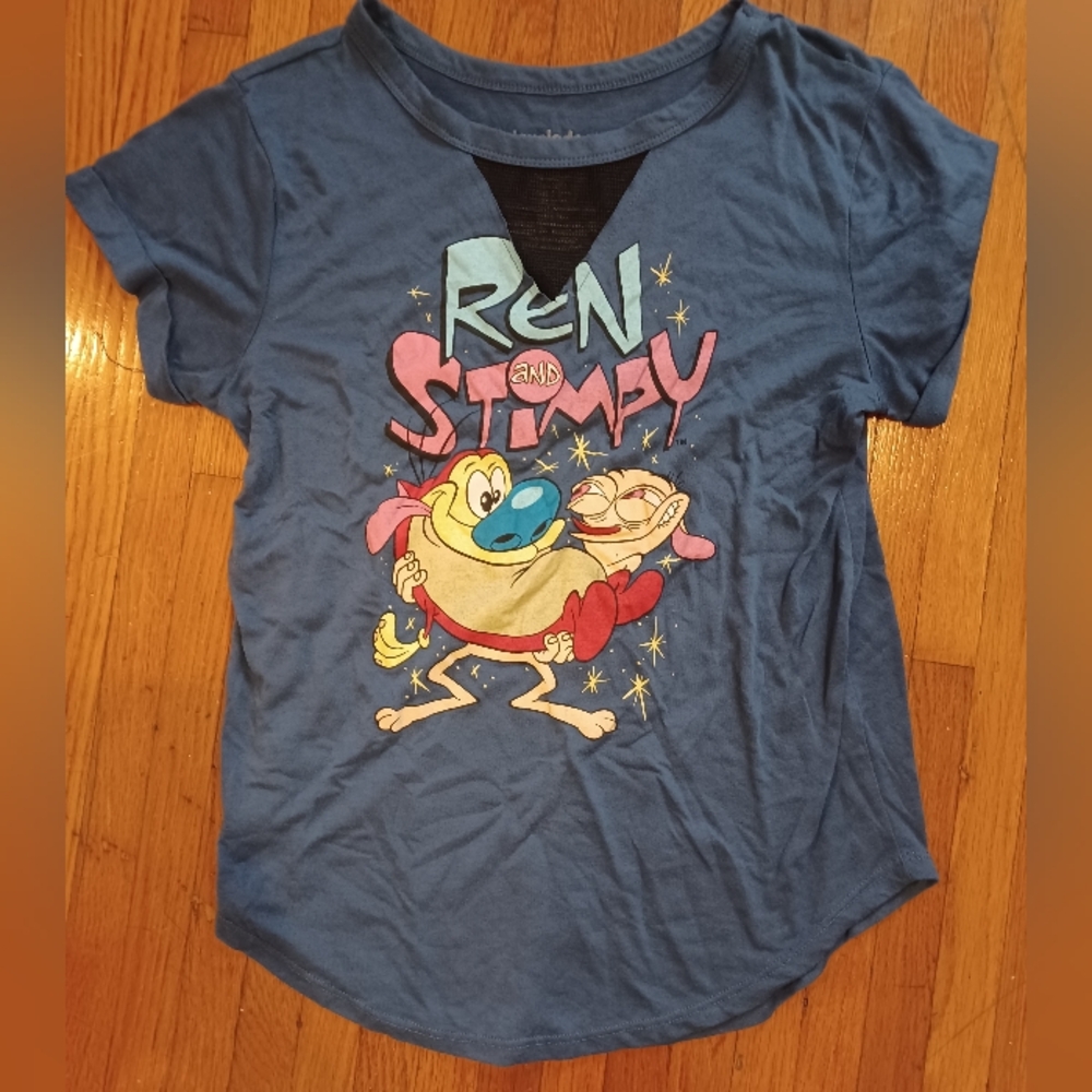 Ren & Stimpy Womens Blue T-Shirt